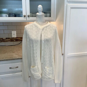 Cuddle Knit Vintage Cardigan Creamy White Size XL